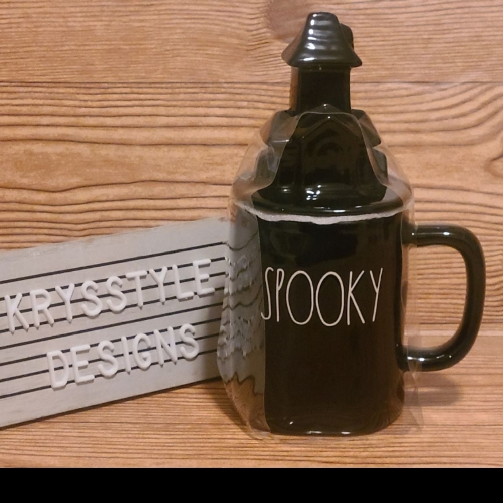 Rae Dunn Spooky Mug with Topper Haunted House